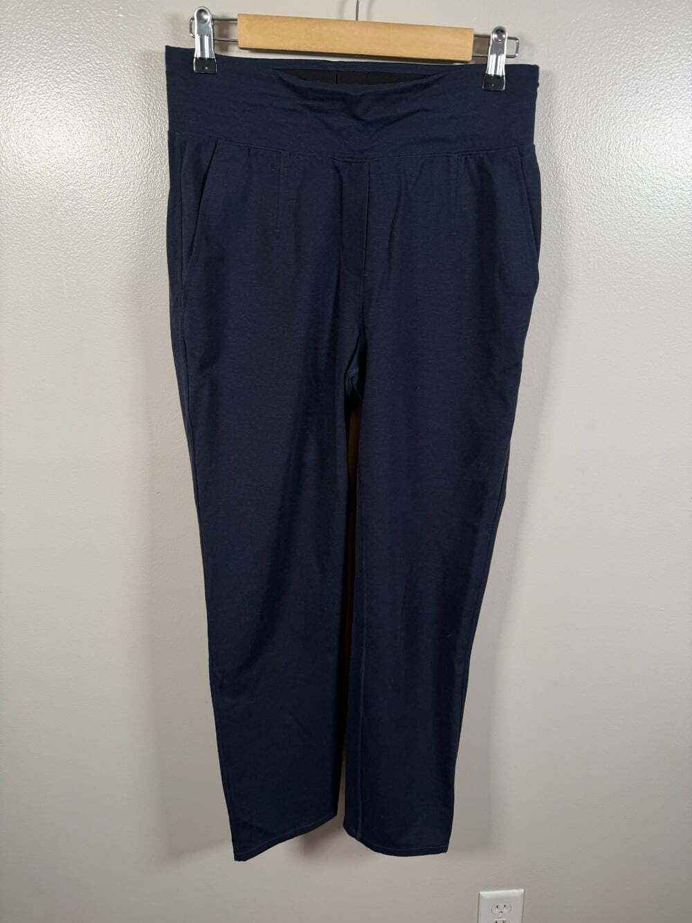 Kit and Ace Danyal Pull On Trousers Pants 8 Navy Blue Elastic Travel Work Office